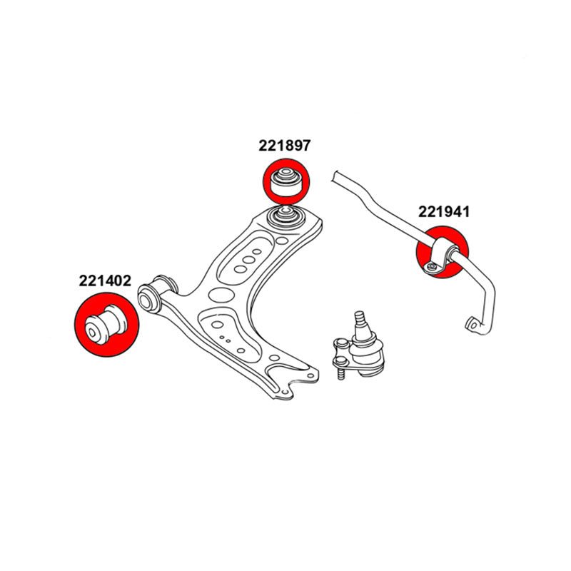 STRONGFLEX VW Touran 2 Buchsen Set Vorderachse (PU) - PARTS33 GmbH