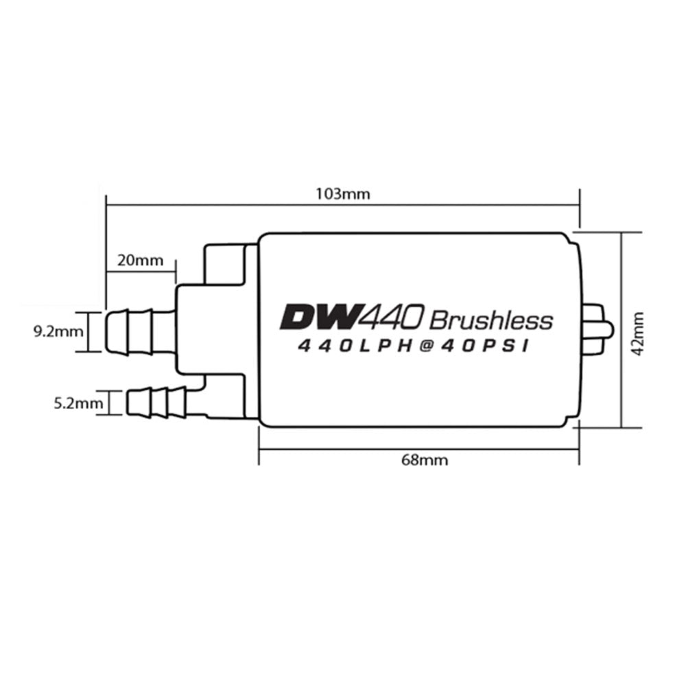DEATSCHWERKS bürstenlose Kraftstoffpumpe DW440 universal 440 Liter/Stunde mit PWM Controller - PARTS33 GmbH