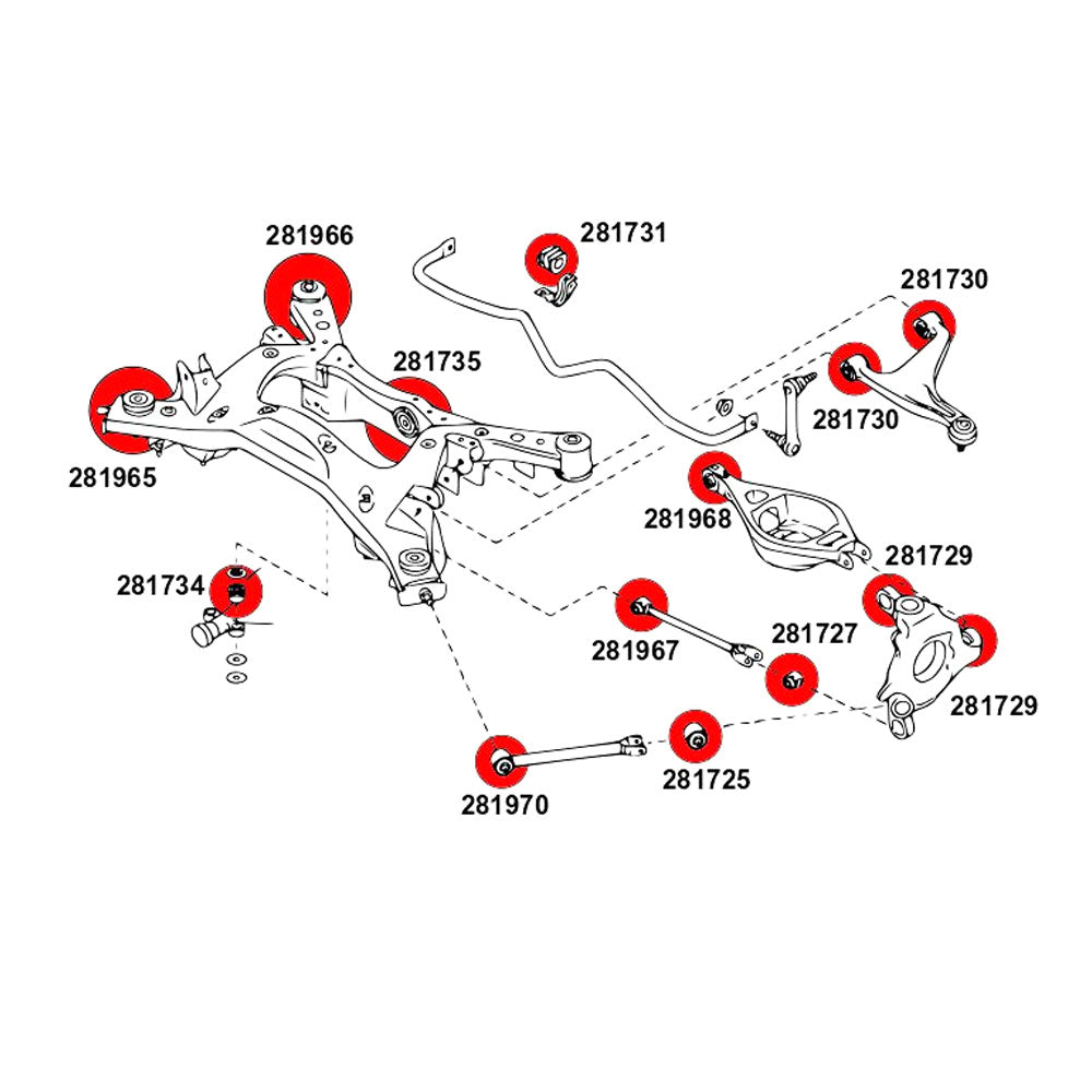 STRONGFLEX Buchsen Set passend für Infiniti G35 G37 V36 Hinterachse (PU)