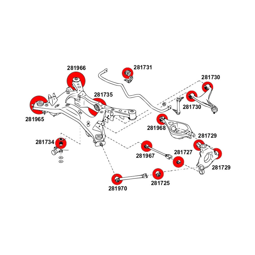 STRONGFLEX Hinterachsträger Buchsen Set passend für Nissan 370Z (PU)