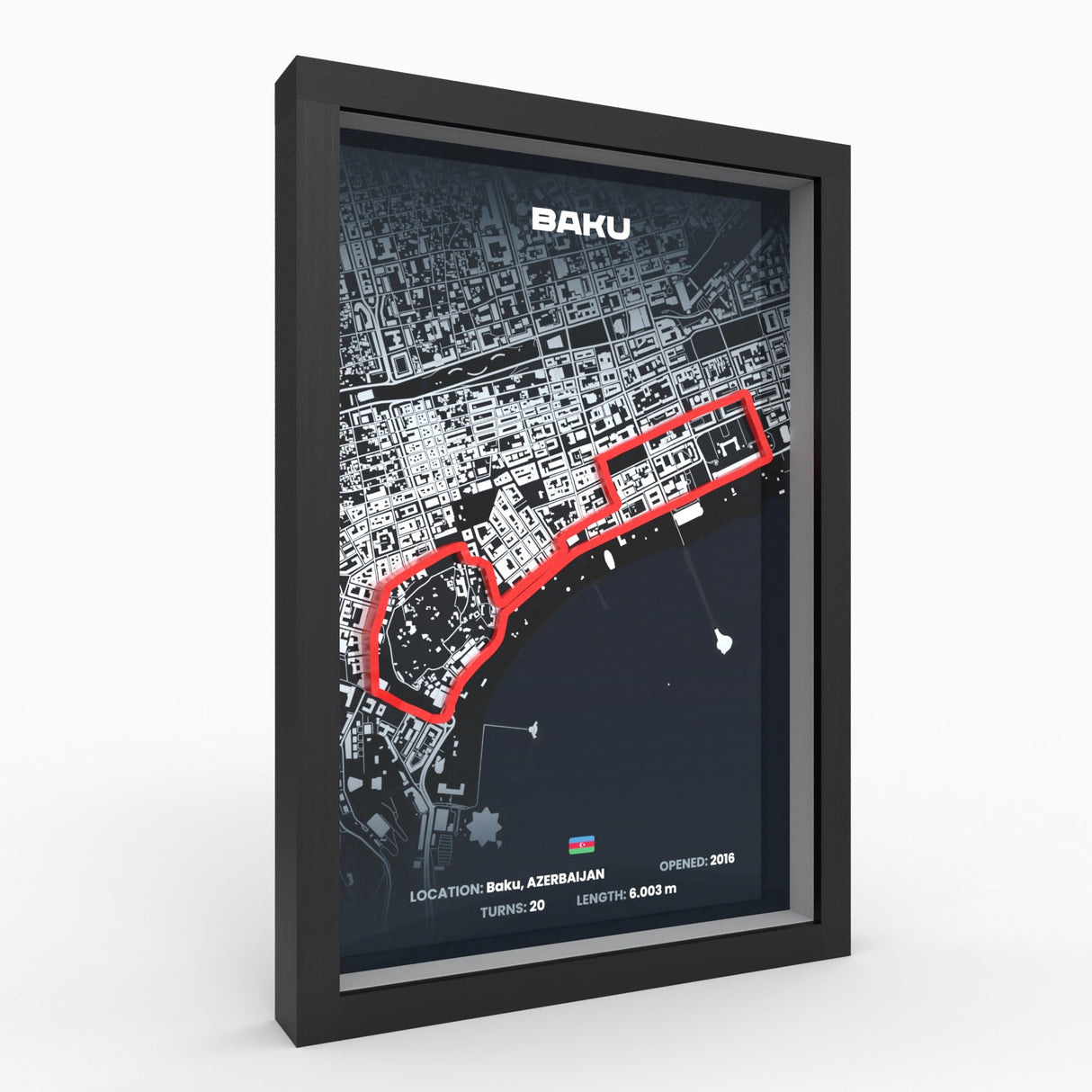 AP10 Baku City Circuit 3D Poster (gerahmt)
