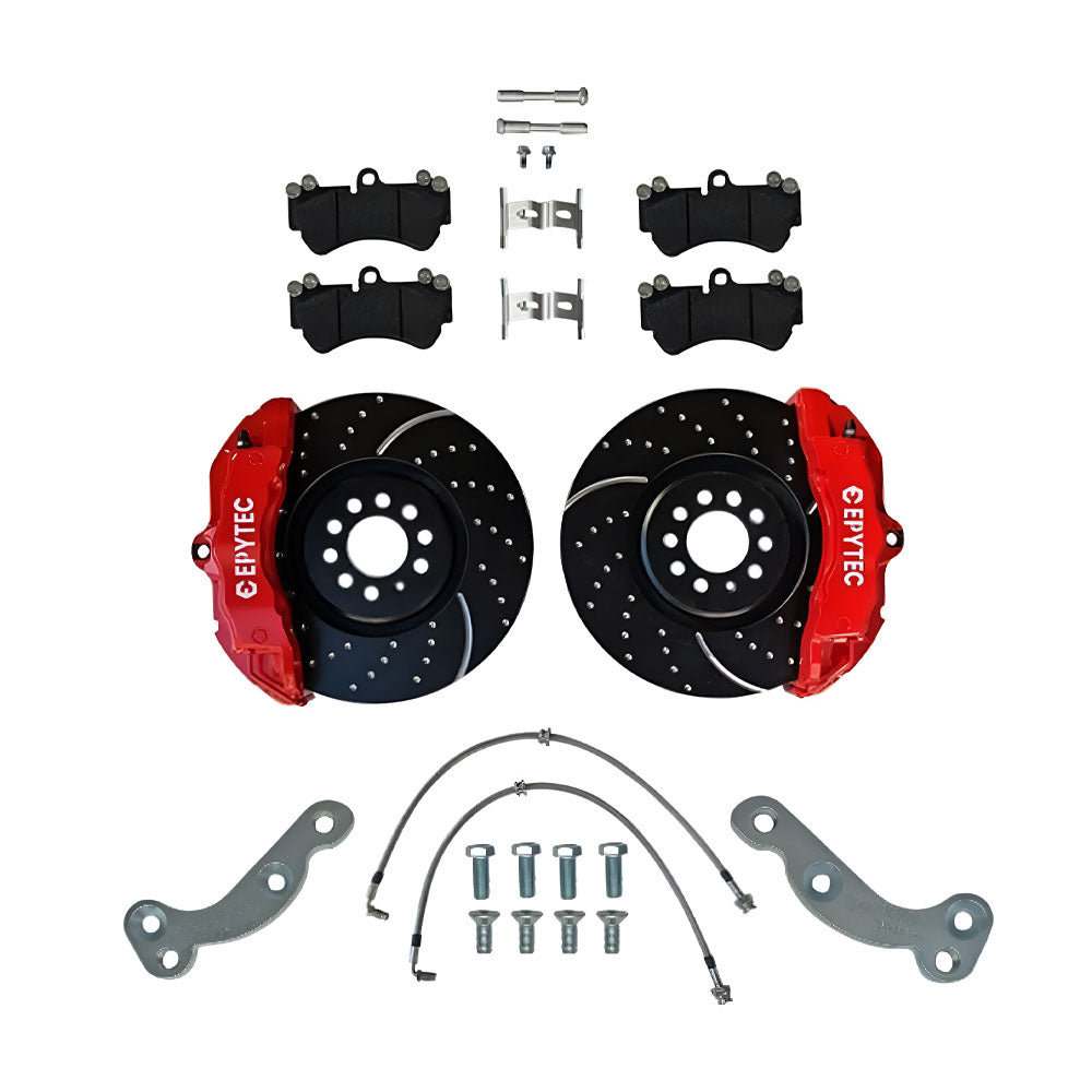 EPYTEC Bremsanlagen Kit passend für VW Golf 1 2 3 Passat Scirocco Polo Corrado Jetta / Seat Toledo auf 6-Kolben Porsche Sattel mit 334x32mm Bremsscheibe Vorderachse