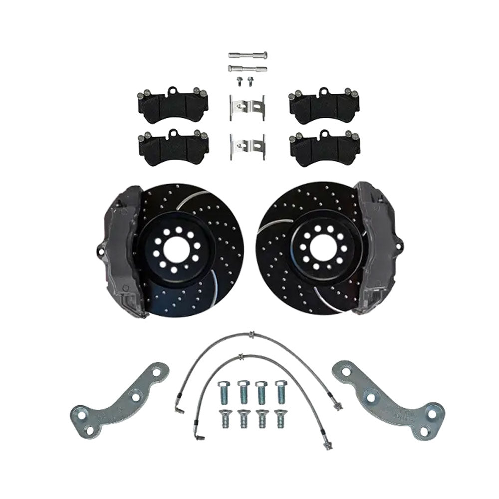 EPYTEC Bremsanlagen Kit passend für VW Golf 1 2 3 Passat Scirocco Polo Corrado Jetta / Seat Toledo auf 6-Kolben Porsche Sattel mit 334x32mm Bremsscheibe Vorderachse