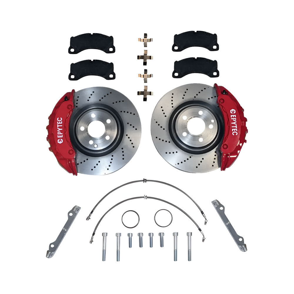 EPYTEC Bremsanlagen Kit passend für VW Golf 7 8 Passat Tiguan / Audi A3 / Skoda Octavia / Seat Leon auf 6-Kolben Porsche Sattel mit 360x36mm Bremsscheibe Vorderachse