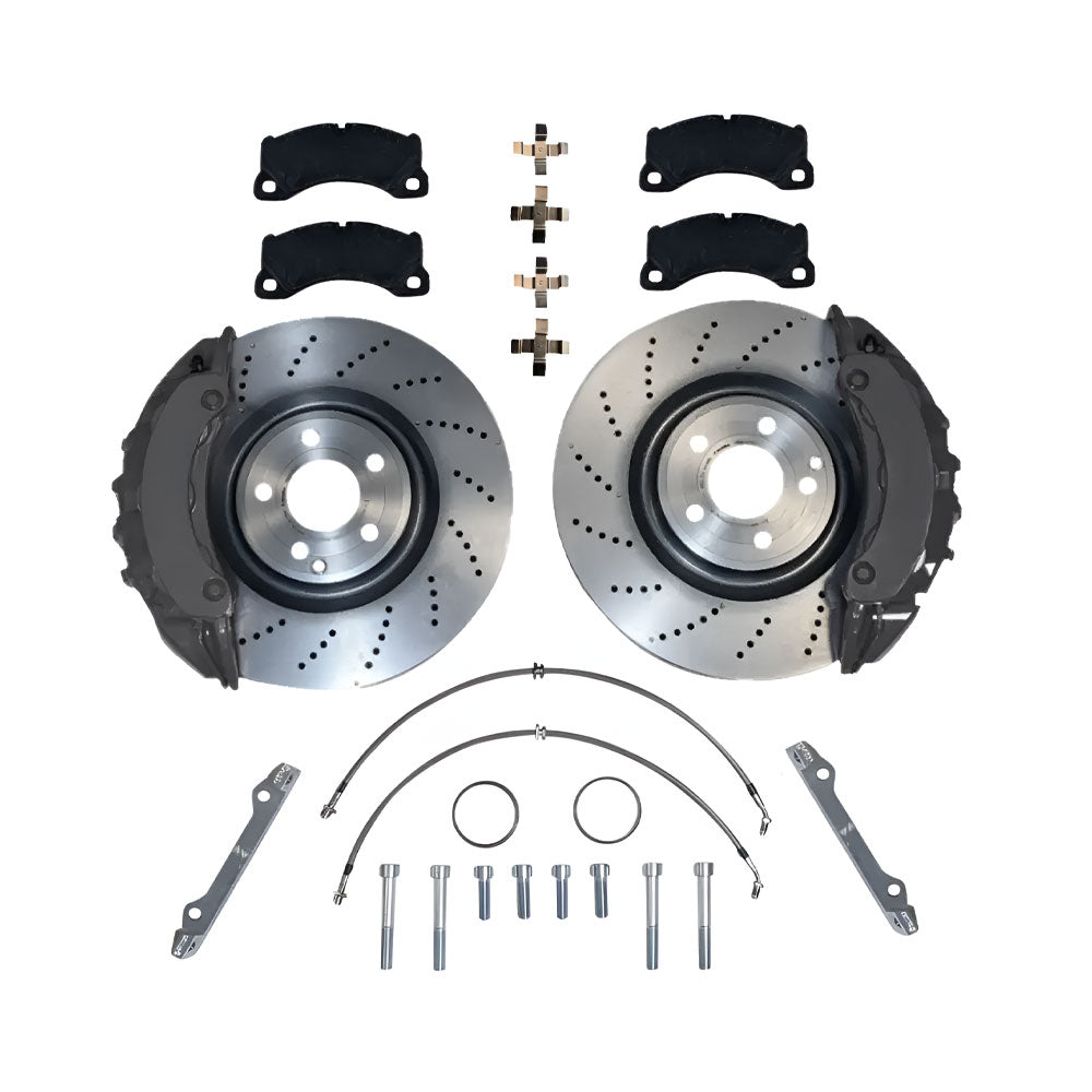 EPYTEC Bremsanlagen Kit passend für VW Golf 7 8 Passat Tiguan / Audi A3 / Skoda Octavia / Seat Leon auf 6-Kolben Porsche Sattel mit 360x36mm Bremsscheibe Vorderachse