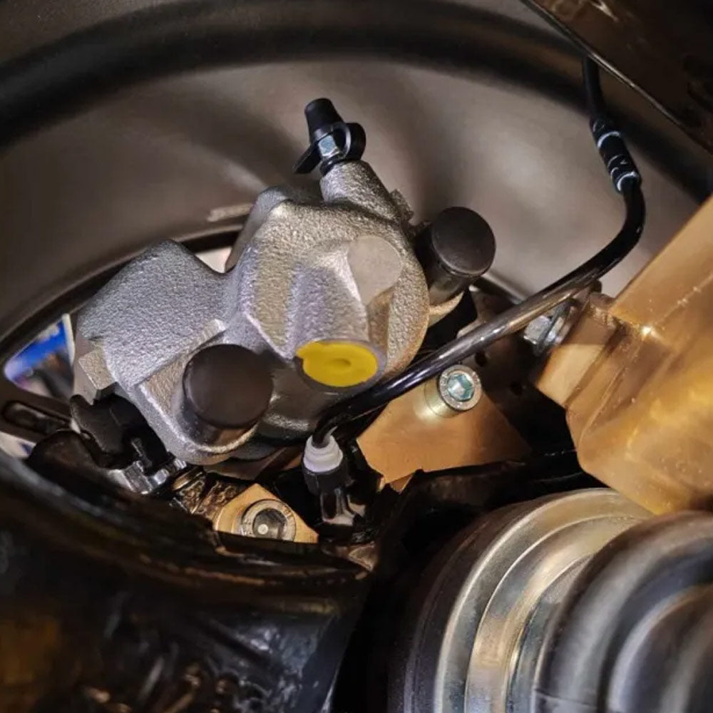 FAMEFORM Adapter Hinterachse auf 2. Bremssattel für Fly-Off passend für BMW E36 mit ABS (zum Einschweißen)