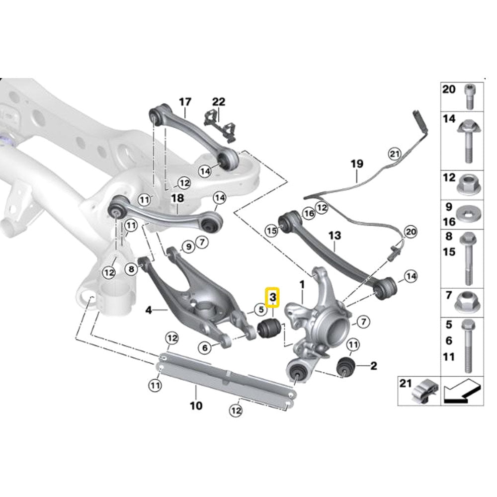 IRP Querlenker Lager Set passend für BMW E8X E9X Hinterachse unten (Aluminium)