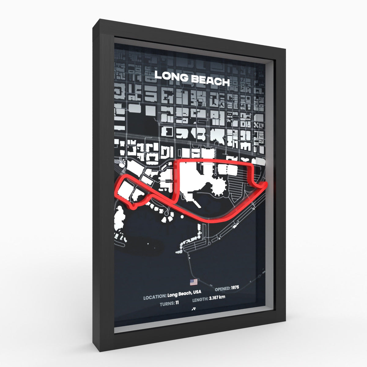 AP10 Long Beach 3D Poster (gerahmt)