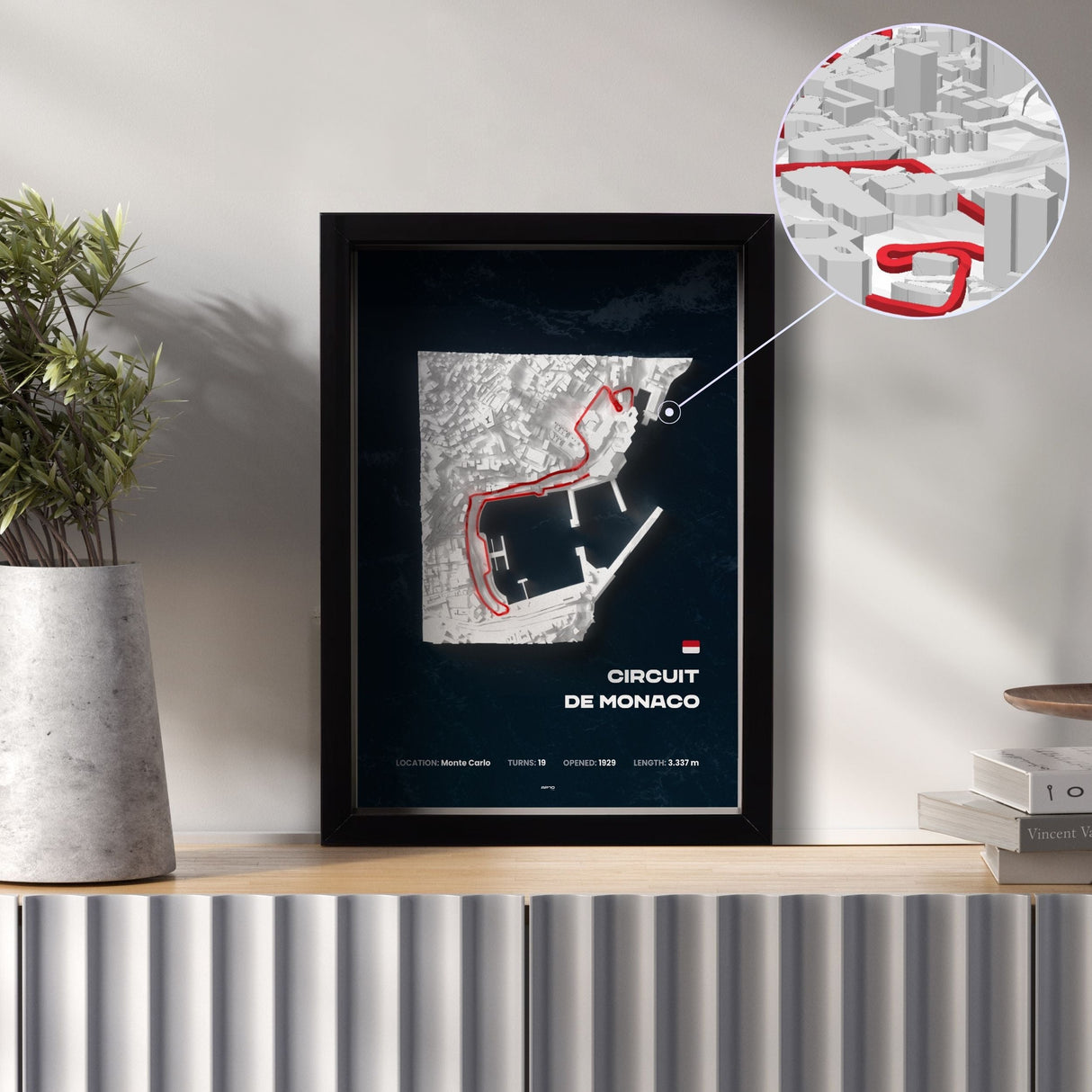 AP10 Monaco City 3D Poster (gerahmt)