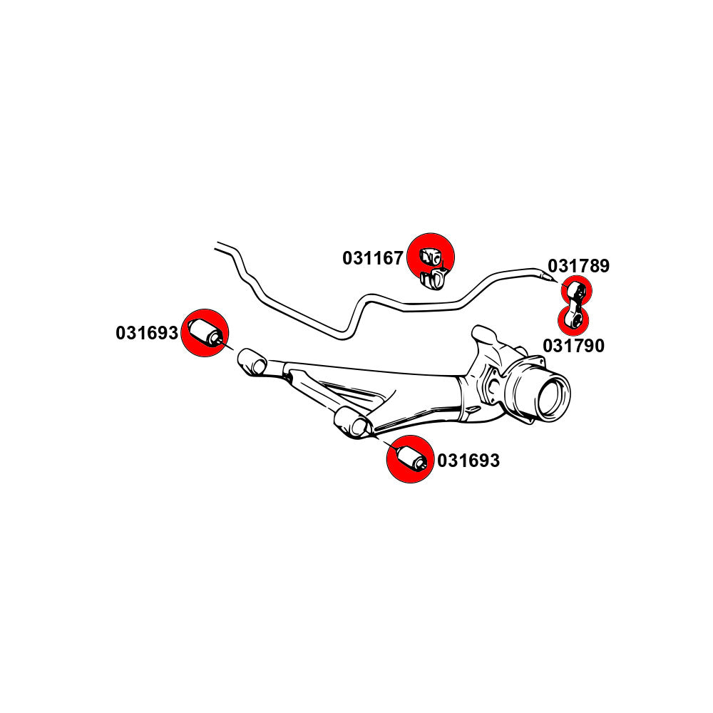 STRONGFLEX Buchsen Set passend für BMW E34 Hinterachse (PU)