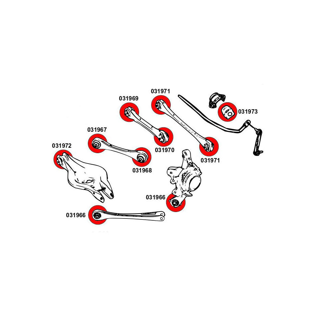STRONGFLEX Buchsen Set passend für BMW F30 F31 F34 Allrad Vorderachse & Hinterachse (PU)