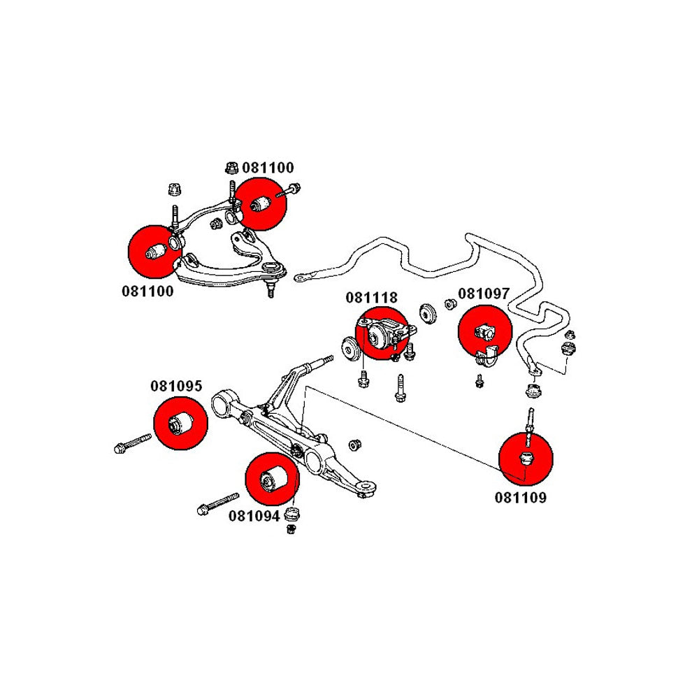 STRONGFLEX Buchsen Set passend für Honda Civic EG EH EJ Vorderachse (PU)