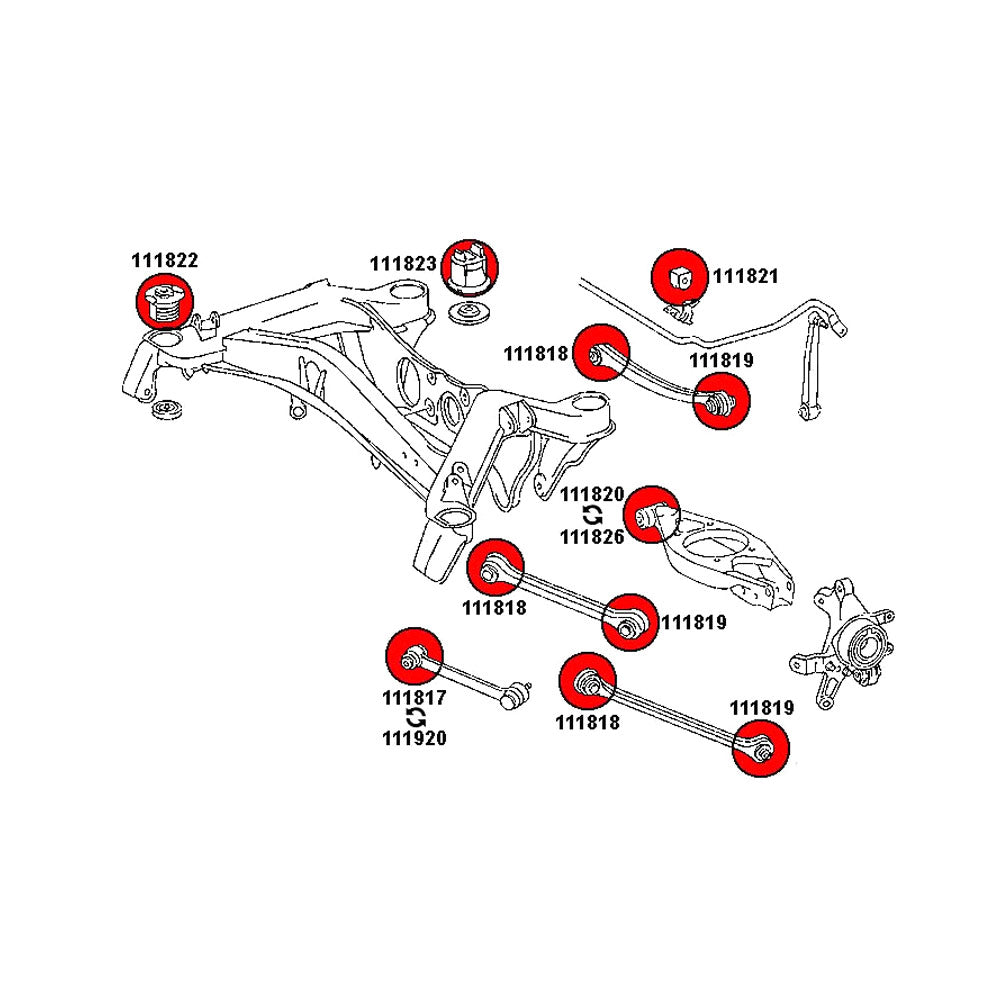 STRONGFLEX Buchsen Set passend für Mercedes-Benz W208 Vorderachse & Hinterachse (PU)