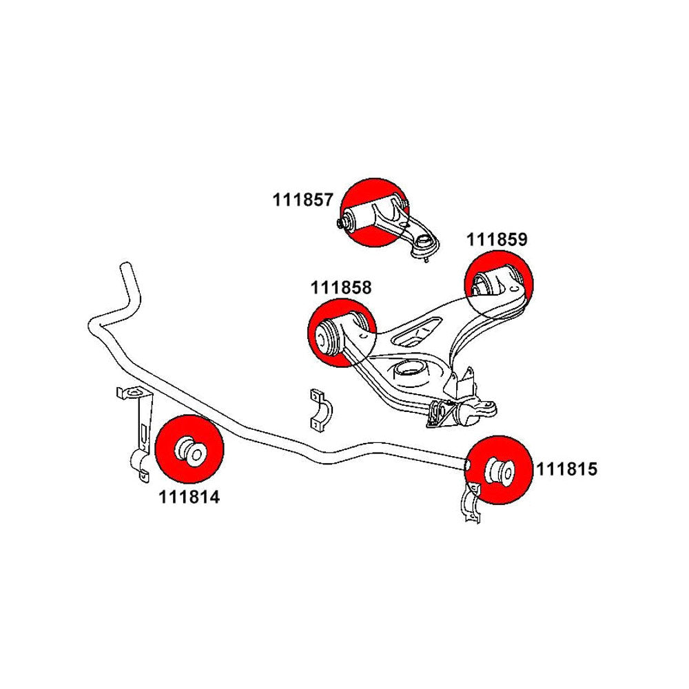 STRONGFLEX Buchsen Set passend für Mercedes-Benz W208 Vorderachse & Hinterachse (PU)