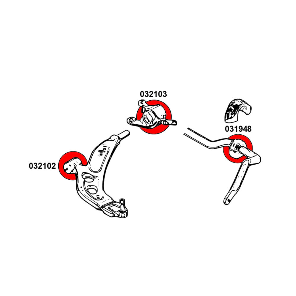STRONGFLEX Buchsen Set passend für BMW F40 Allrad Vorderachse & Hinterachse (PU)
