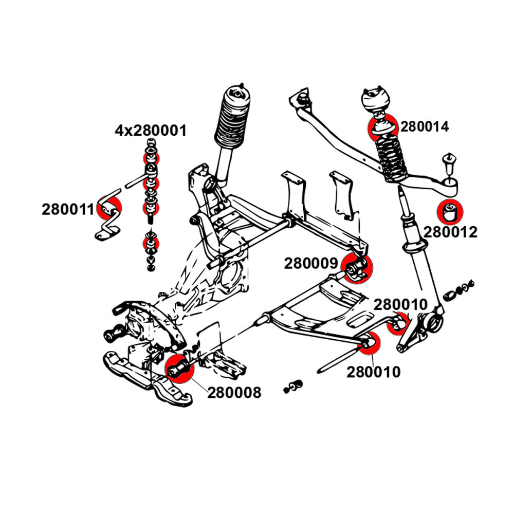 STRONGFLEX Buchsen Set passend für Nissan 240Z S30 Vorderachse & Hinterachse (PU)