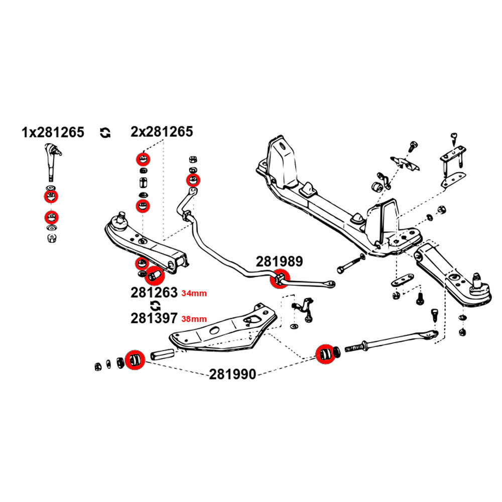 STRONGFLEX Buchsen Set passend für Nissan 300ZX Z31 Vorderachse (PU)