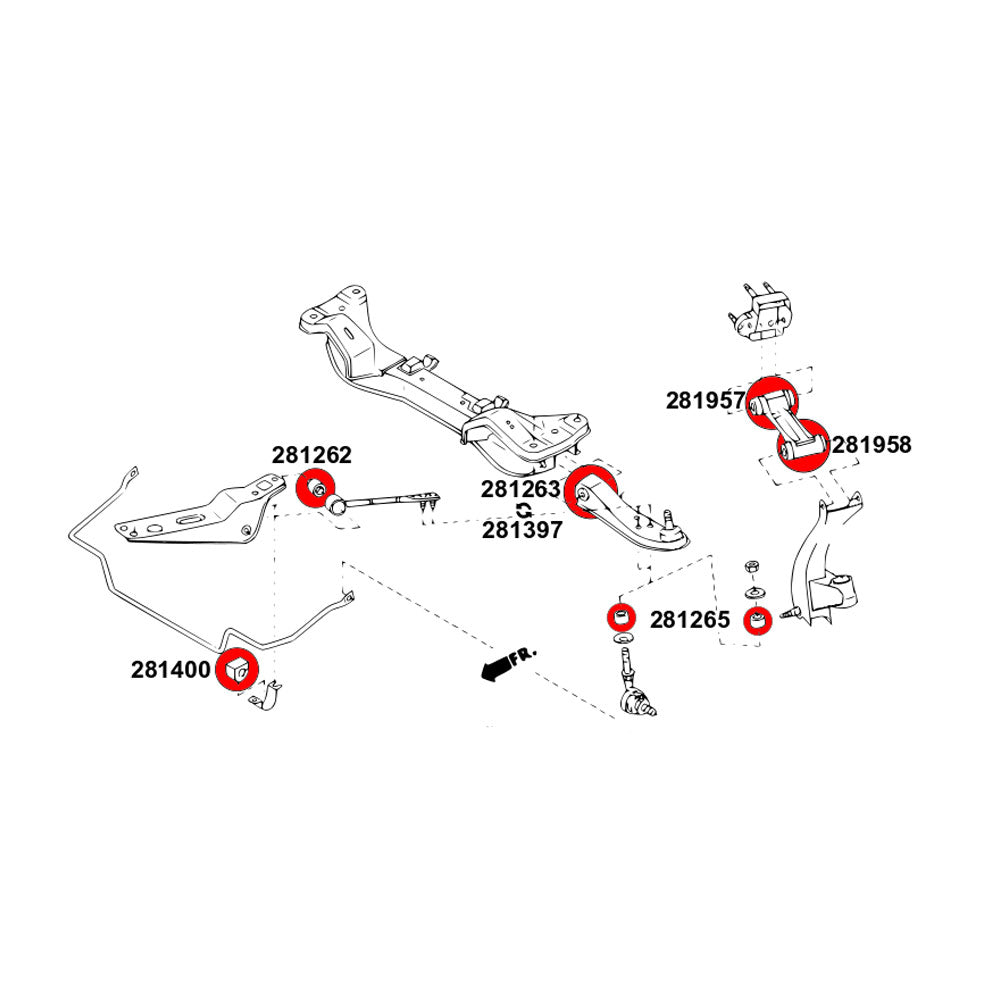 STRONGFLEX Buchsen Set passend für Nissan Skyline R32 Vorderachse (PU)