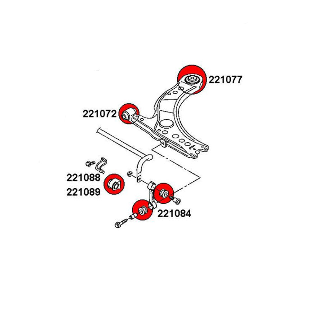 STRONGFLEX Buchsen Set passend für Seat Leon 1M Vorderachse (PU)
