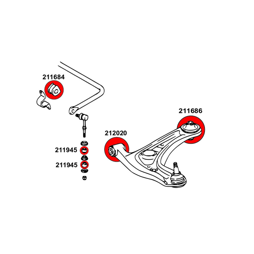 STRONGFLEX Buchsen Set passend für Toyota MR2 W30 Vorderachse (PU)