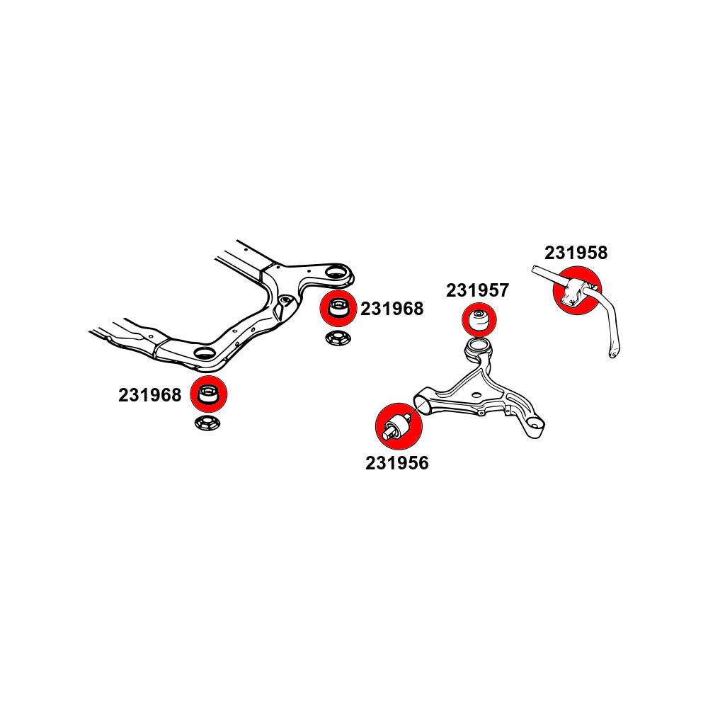 STRONGFLEX Vorderachsträger Buchsen Set passend für Volvo 850 (PU)