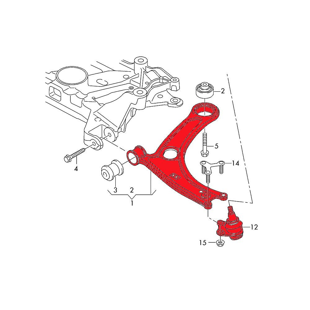VERKLINE Leichtbau Achsträger Querlenker Set passend für Seat Leon 5F FWD einstellbar Uniball