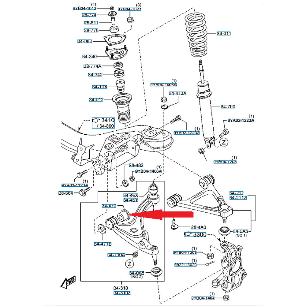CYBUL Querlenker Buchsen passend für Mazda MX-5 NC Vorderachse Set vordere Lagerung Uniball (Aluminium)