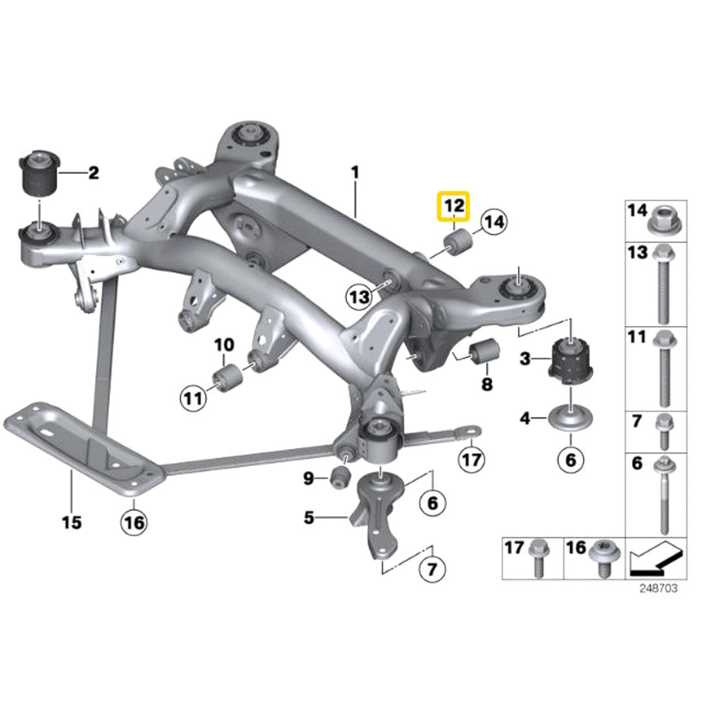 IRP Differentialaufhängung Buchsen Set starr passend für BMW E8X M E9X M3 (Aluminium)