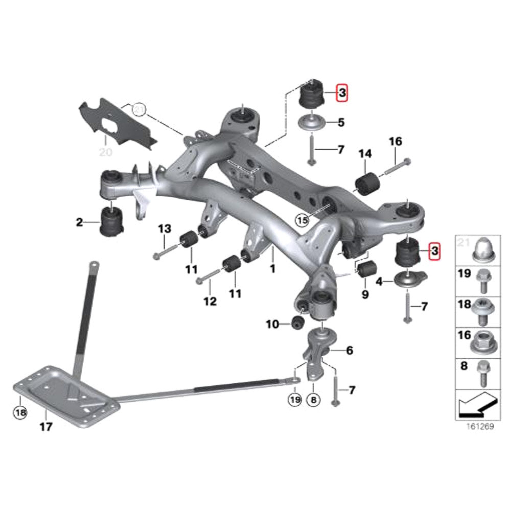 IRP Hinterachsträger Buchsen Set passend für BMW F2X F3X (PU)