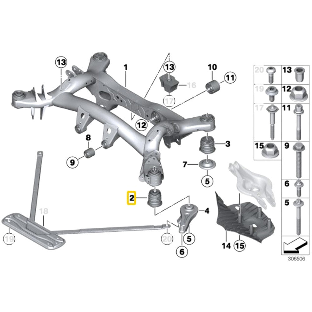 IRP Hinterachsträger Buchsen Set starr passend für BMW F2X F3X (Aluminium)