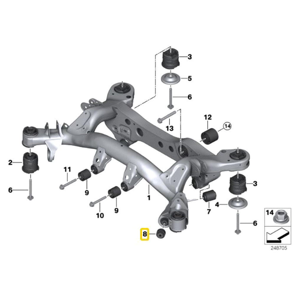 IRP Hinterachsträger Buchsen Set passend für BMW E8X E9X Non M (Aluminium)