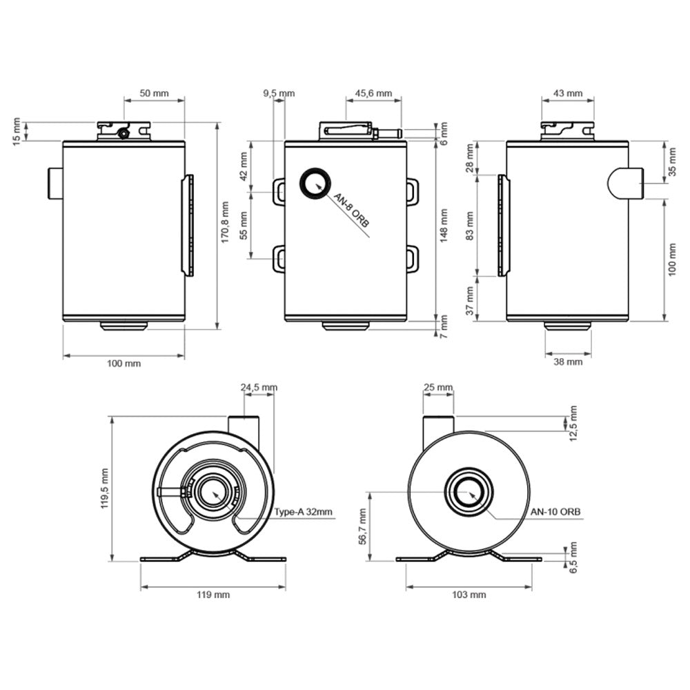 NUKE PERFORMANCE Universeller Kühlmittel Ausgleichsbehälter 1.0L (Aluminium)
