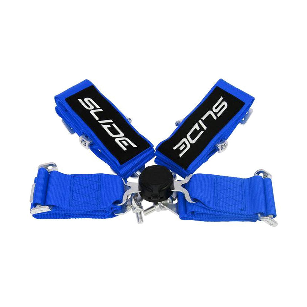 SLIDE 4-Punkt Sicherheitsgurt 3" blau mit Schnellverschluss Drehknopf