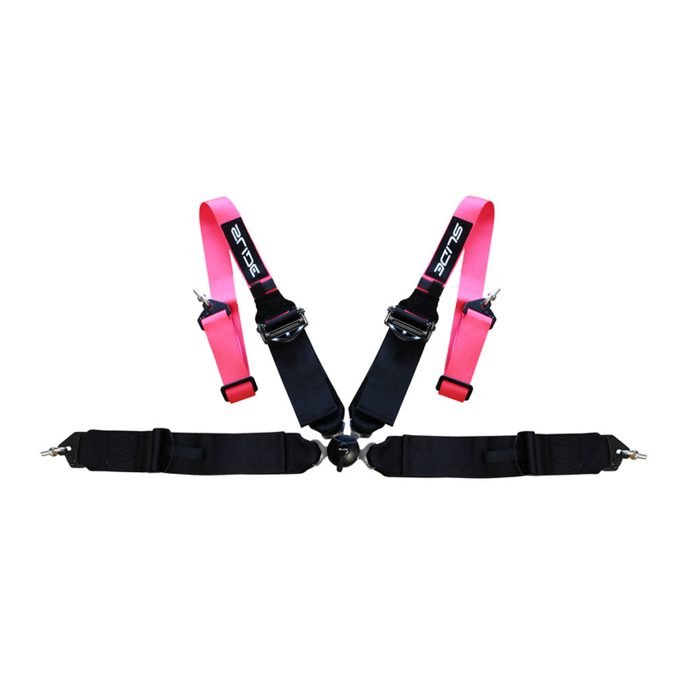 SLIDE 4-Punkt Sicherheitsgurt pink-schwarz mit Schnellverschluss Drehknopf