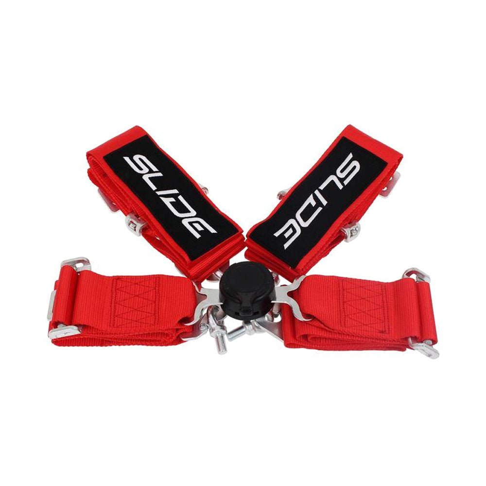 SLIDE 4-Punkt Sicherheitsgurt 3" rot mit Schnellverschluss Drehknopf