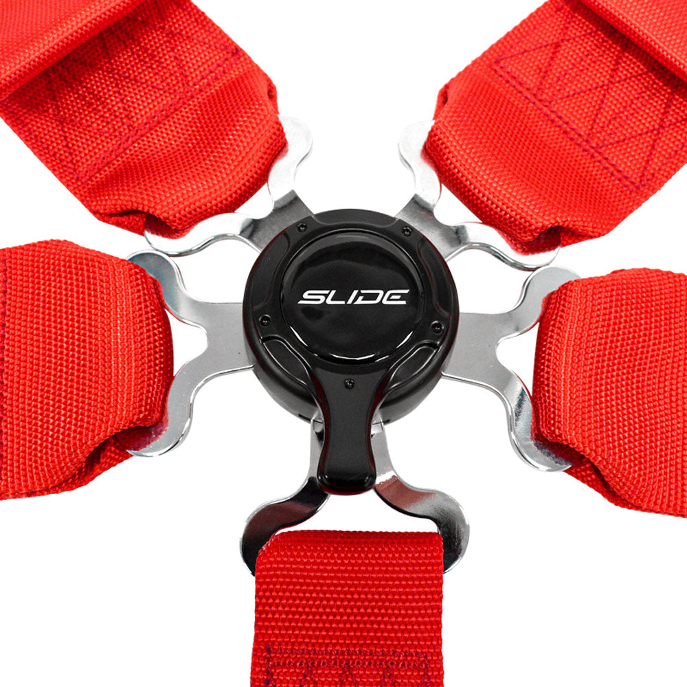 SLIDE 5-Punkt Sicherheitsgurt 3" mit Schnellverschluss Drehknopf rot (SFI)