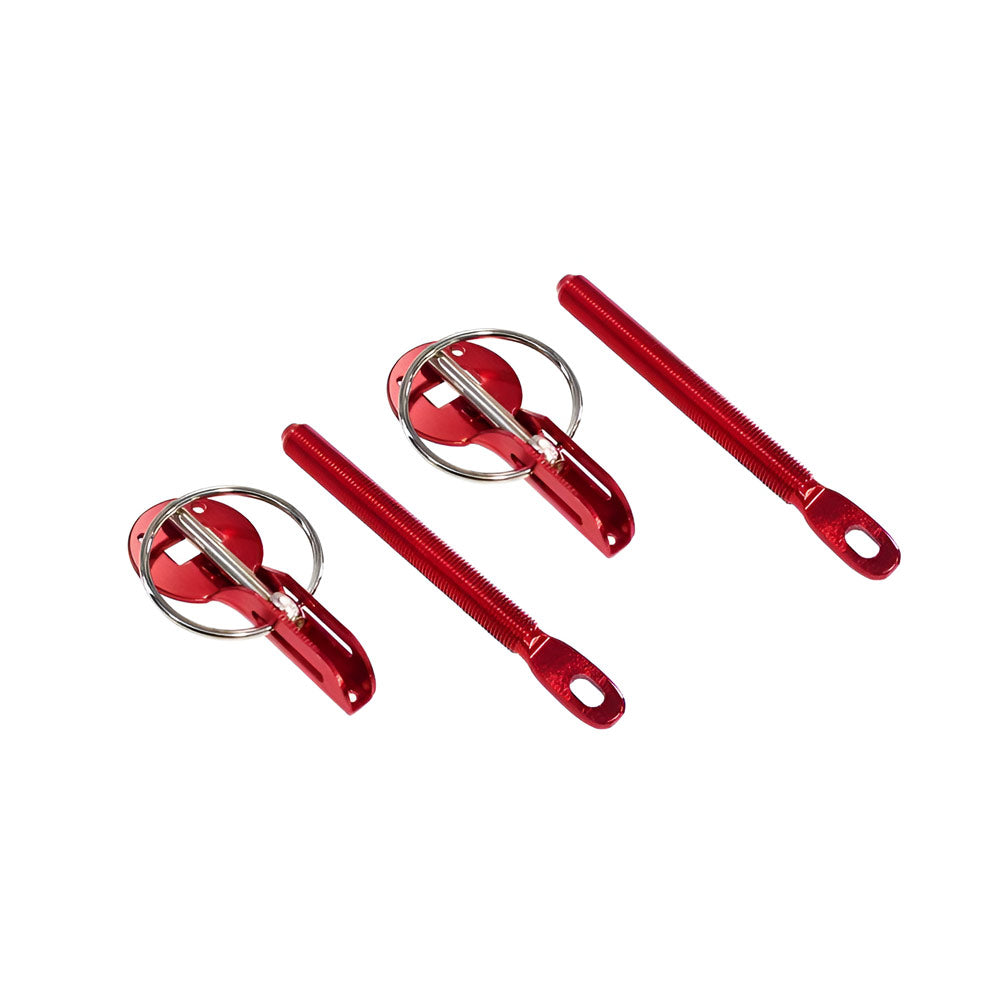 SLIDE Haubenhalter Hood Pin Verschluss Set rot (Aluminium)