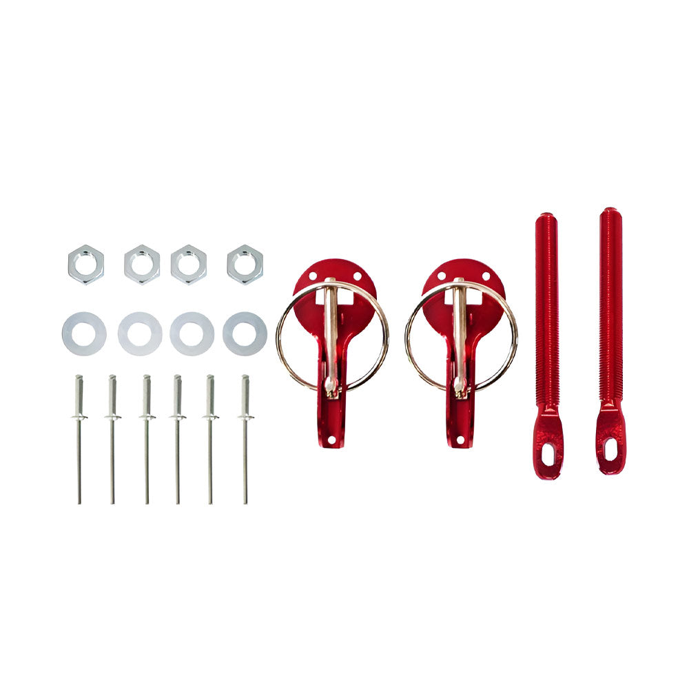 SLIDE Haubenhalter Hood Pin Verschluss Set rot (Aluminium)