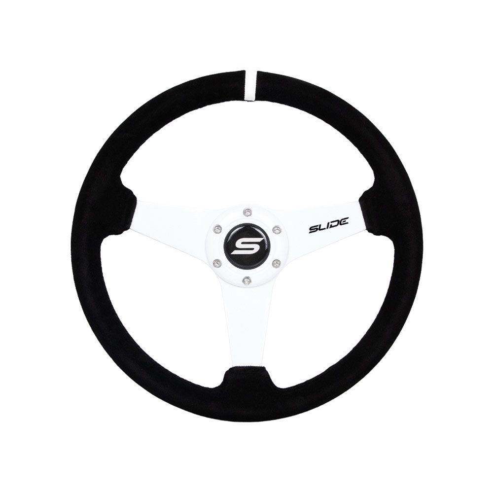 SLIDE Kaido Race WS Sportlenkrad Wildleder Weiß (flach geschüsselt)