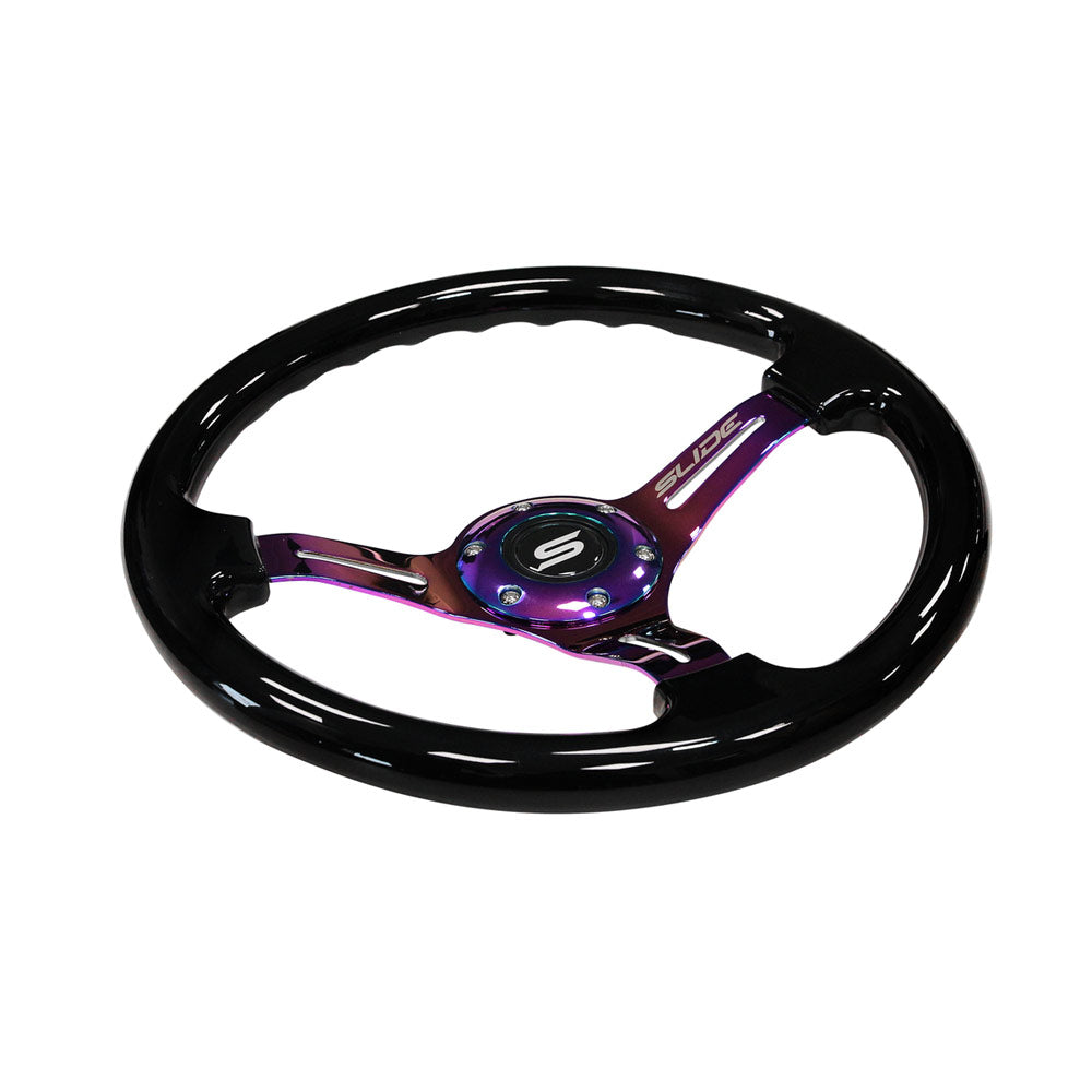 SLIDE Manji Sportlenkrad Holz schwarz (flach geschüsselt)