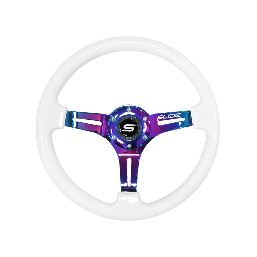 SLIDE Manji Sportlenkrad Holz weiß (flach geschüsselt)