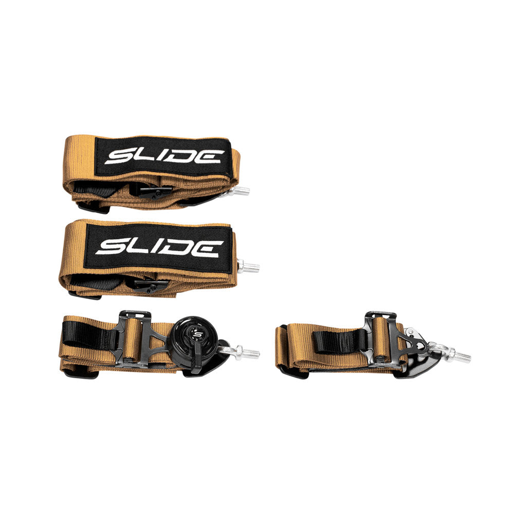 SLIDE V2 4-Punkt Sicherheitsgurt 3" gold mit Schnellverschluss Drehknopf