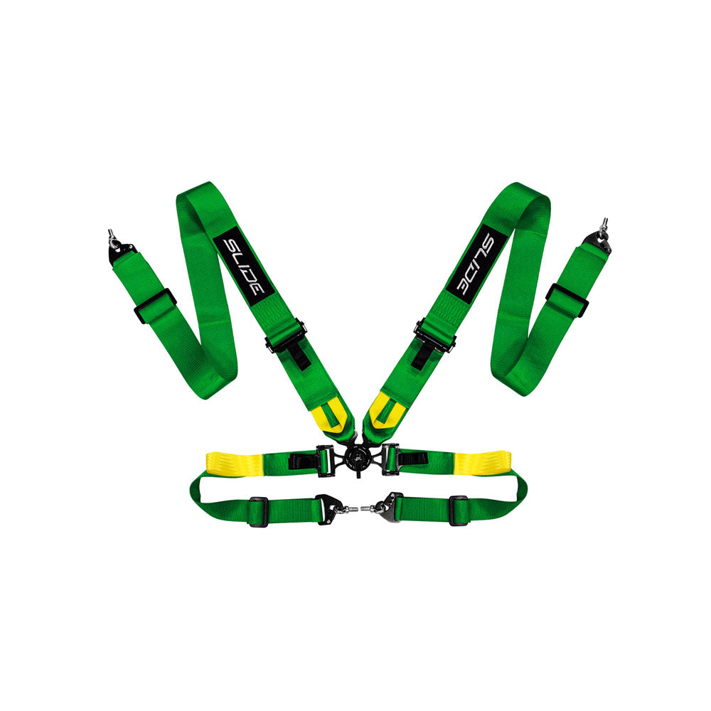 SLIDE V2 4-Punkt Sicherheitsgurt 3" grün mit Schnellverschluss Drehknopf