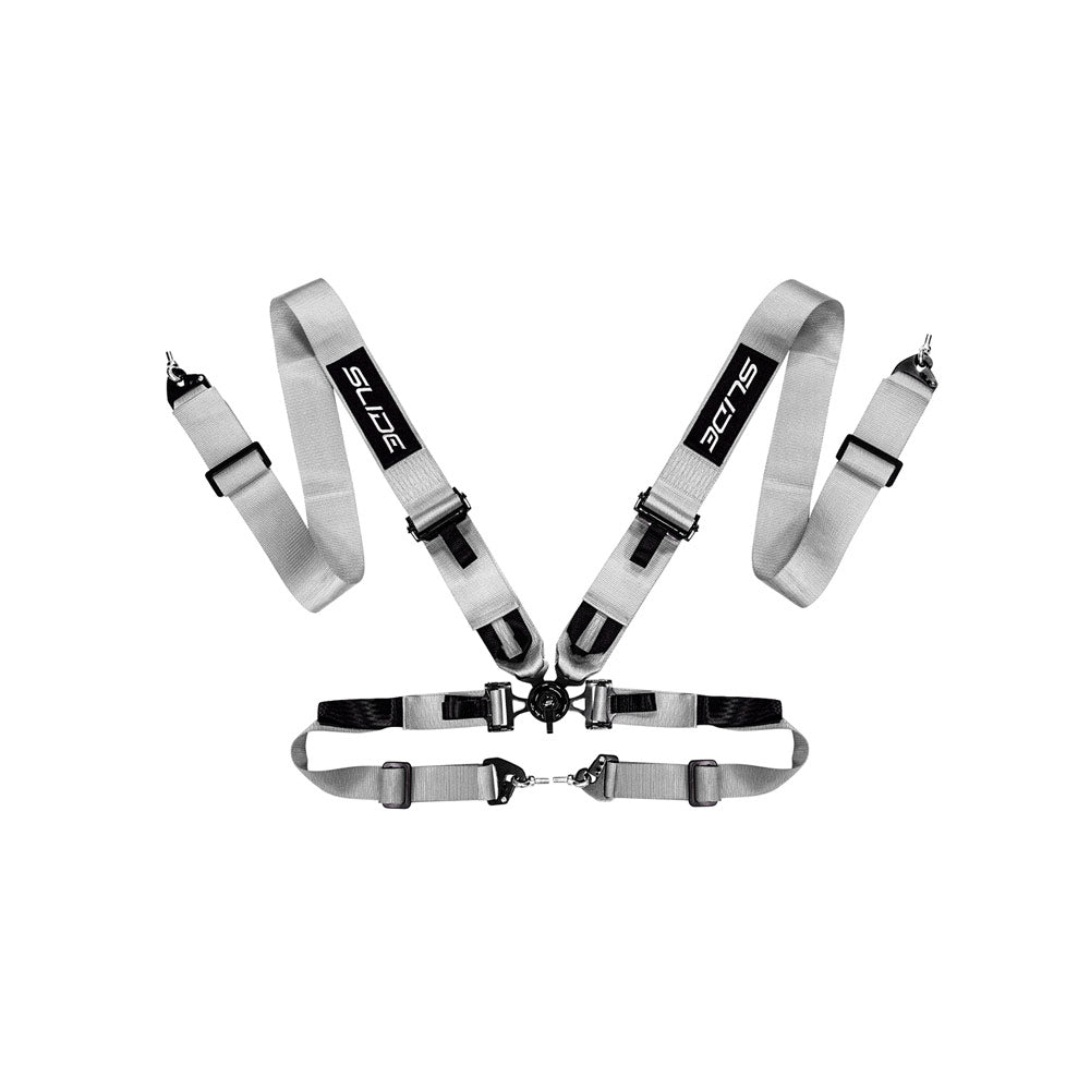 SLIDE V2 4-Punkt Sicherheitsgurt 3" silber mit Schnellverschluss Drehknopf