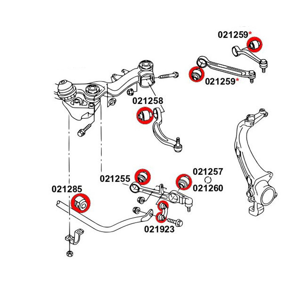 STRONGFLEX Buchsen Set passend für VW Passat B5 4Motion Vorderachse & Hinterachse (PU)