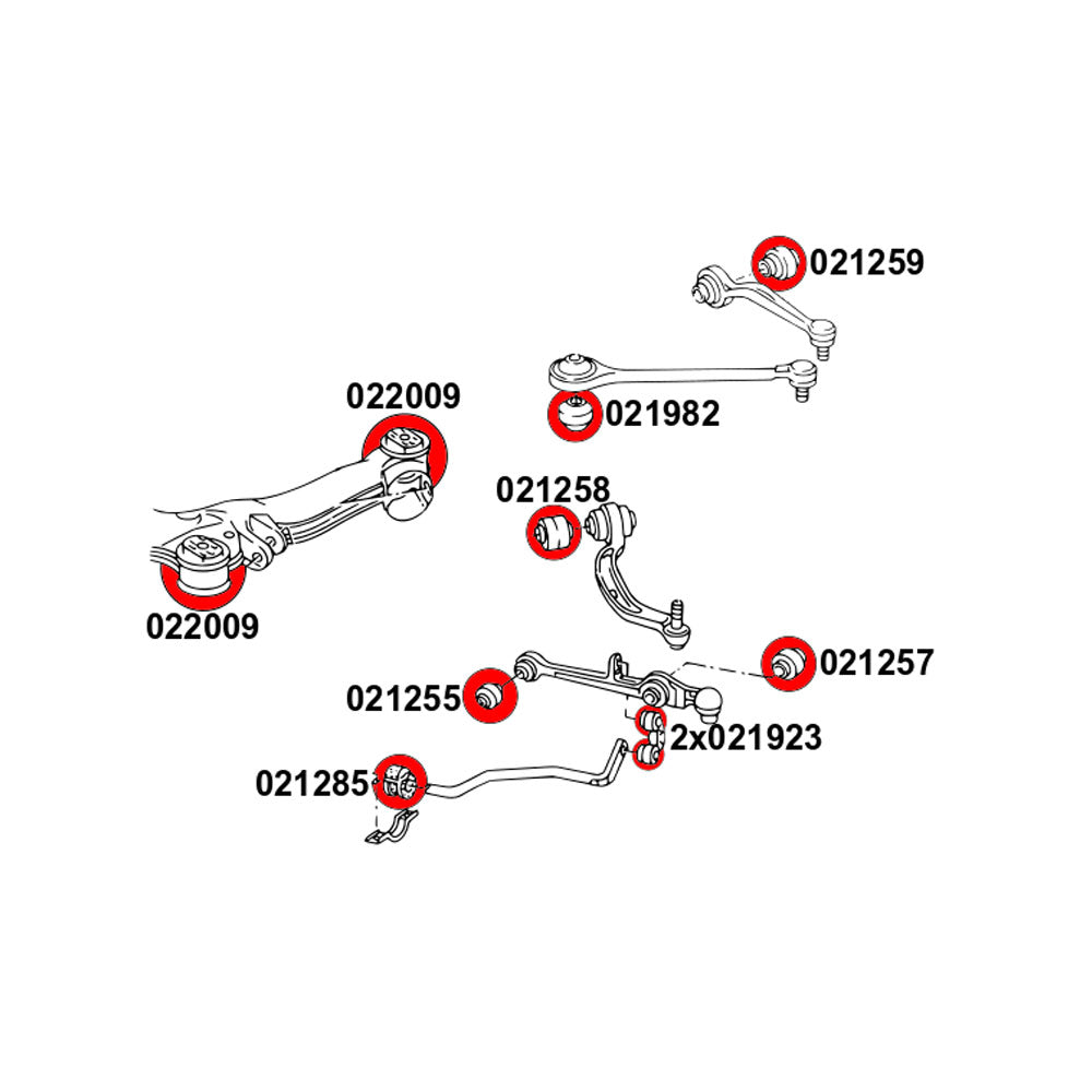 STRONGFLEX Buchsen Set passend für Audi A8 D2 Vorderachse & Hinterachse (PU)