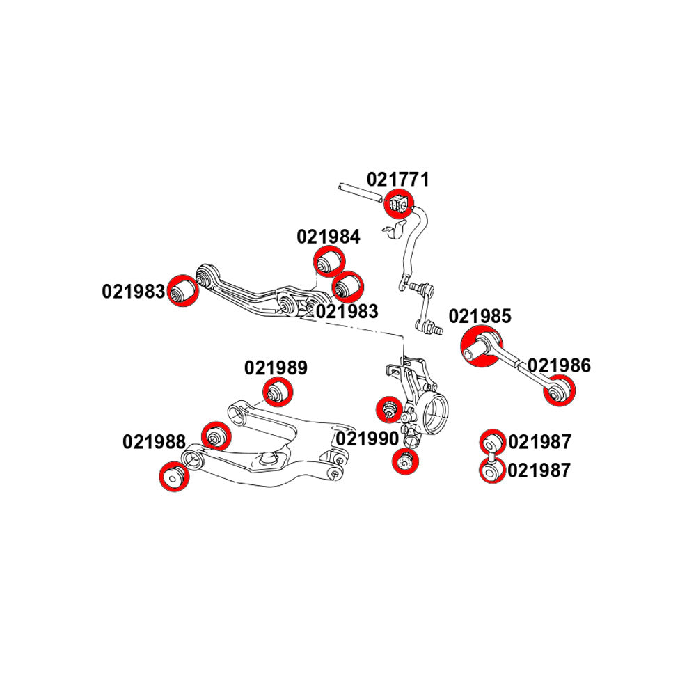 STRONGFLEX Buchsen Set passend für Audi A8 D2 Vorderachse & Hinterachse (PU)