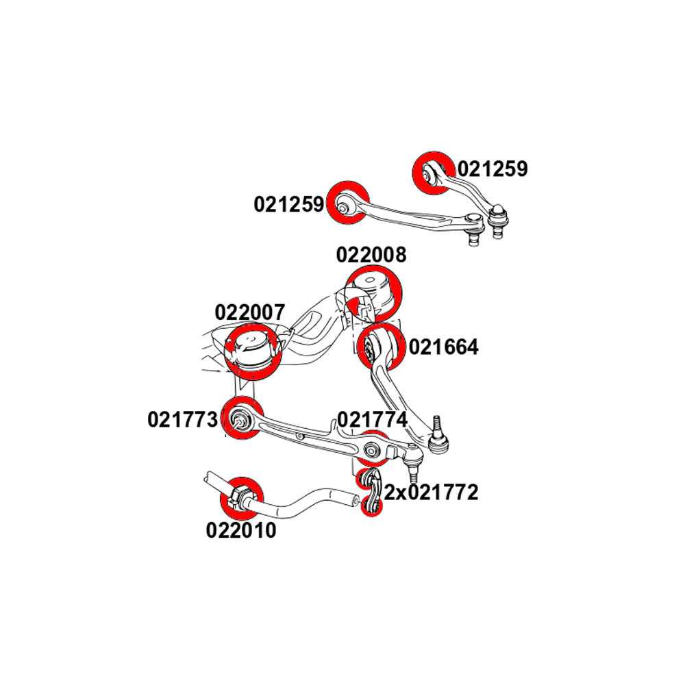 STRONGFLEX Buchsen Set passend für Audi A8 D3 Vorderachse & Hinterachse (PU)