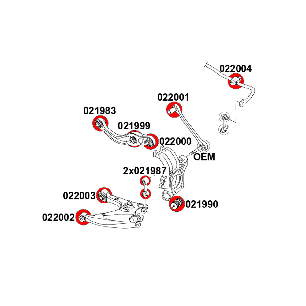STRONGFLEX Buchsen Set passend für Audi A8 D3 Vorderachse & Hinterachse (PU)