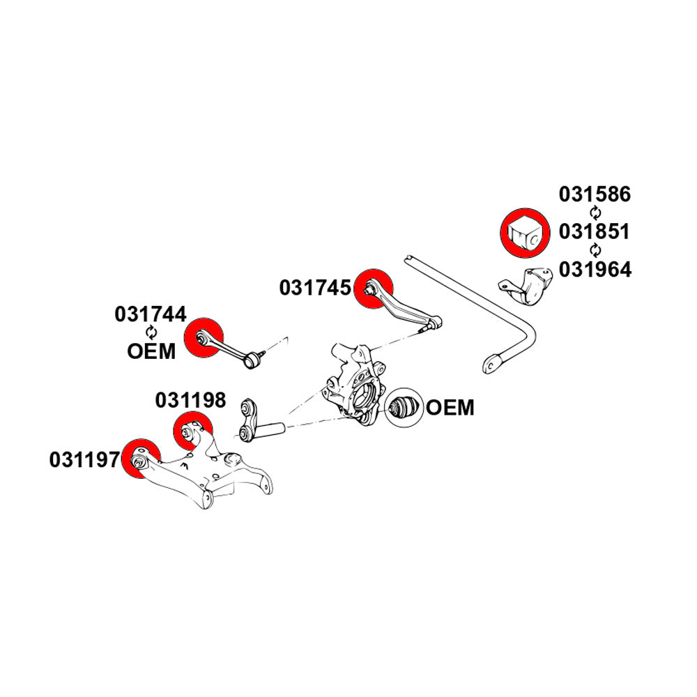 STRONGFLEX Buchsen Set passend für BMW E60 E61 Allrad Vorderachse (PU)